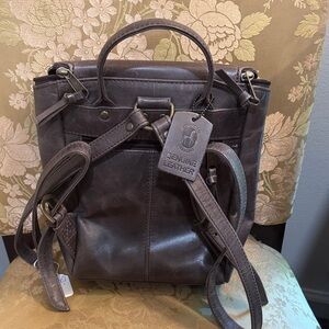 Elegant Leather Backpack in Dark Gray